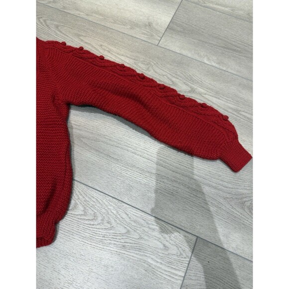 Vintage LL Bean Cardigan Cable Knit Sweater Wool Fisherman |. Red | Size 42 - L - Picture 4 of 14